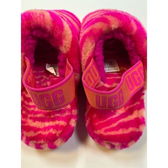 UGG Fluff Yeah Slide Zebra Rock Rose Pink Slingback Slipper Sandal Size US 6 EUC - Picture 5 of 12
